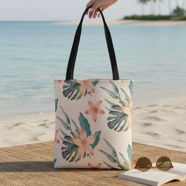 Peach and Green Tropical Tote Bag (Creator Uploaded)