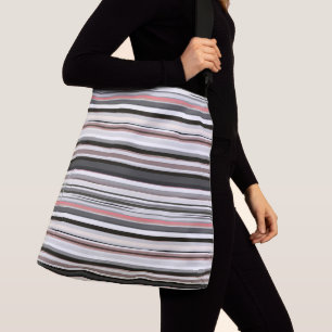 Peach and Grey Abstract Stripes Crossbody Bag