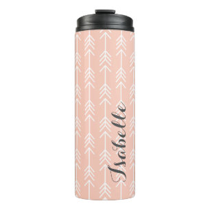 Peach and Grey Arrows Monogram Thermal Tumbler