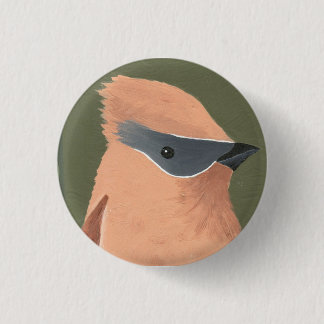 peach and grey bird 3 cm round badge