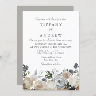 Peach and Grey Elegant Wedding Invitation