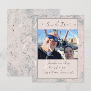 Peach and Grey Flat Save The Date Card
