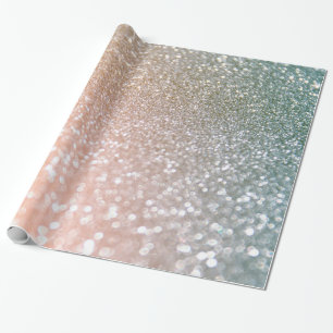 Peach and Grey Sparkle Glamour Glitter Wrapping Paper