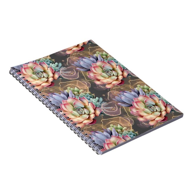 Peach and Grey Succulents Notebook (Right Side)
