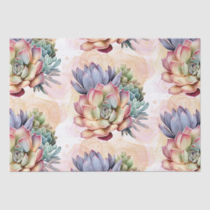 Peach and Grey Succulents Tissue Paper