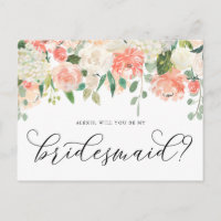 Peach and Ivory Flowers Will You Be My Bridesmaid
