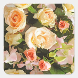 peach and Ivory Rose Wedding Stickers
