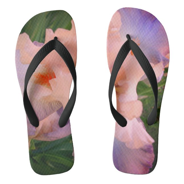 Peach and Lavender Iris Flip Flops (Footbed)