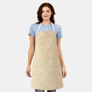 Peach and Lemon Fractal Art Pattern Apron