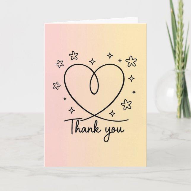 Peach and lemon shaded Thank you design Card (Front)
