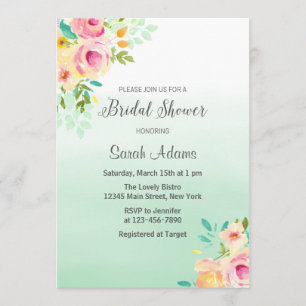 Peach and Mint Bridal Shower Invitation