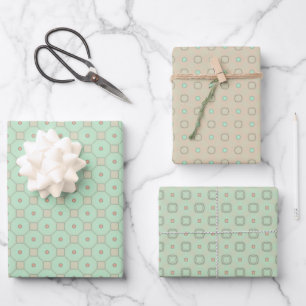 Peach and Mint Wrapping Paper Flat Sheet Set 14