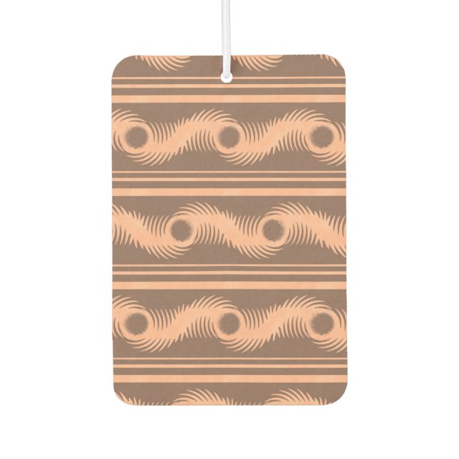 Peach and Mocha Spiral Pattern Car Air Freshener (Front)