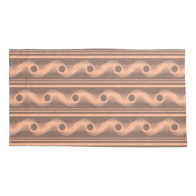 Peach and Mocha Spiral Pattern Pillowcase (Back-Left)