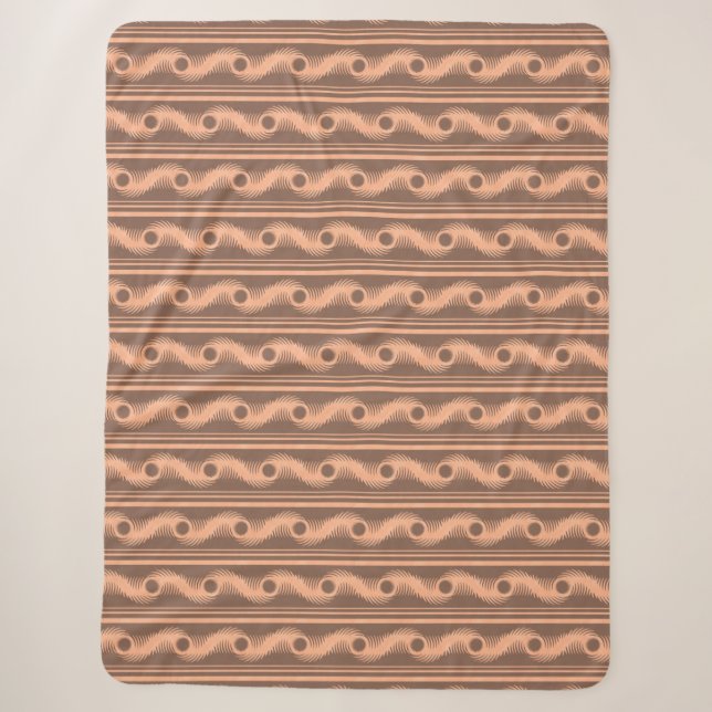 Peach and Mocha Spiral Pattern Sherpa Blanket (Front)