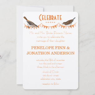 Peach and Orange Bunting Wedding Invitations