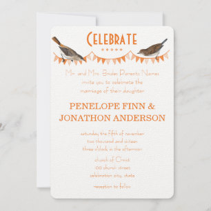 Peach and Orange Bunting Wedding Invitations