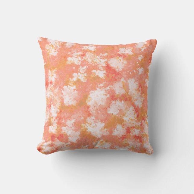 Peach and Orange Foral Abstract Throw Pillow (Front)