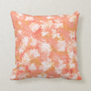 Peach and Orange Foral Abstract Throw Pillow