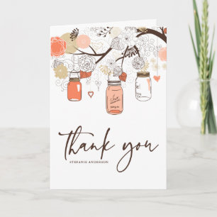 Peach and Orange Mason Jars Floral Thank You Card