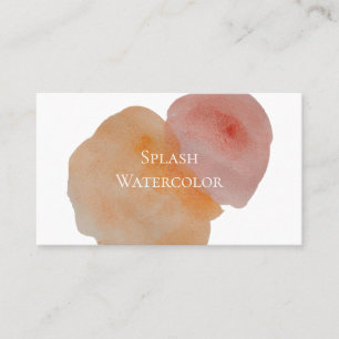 Peach and Orange Watercolor Splash Business Card