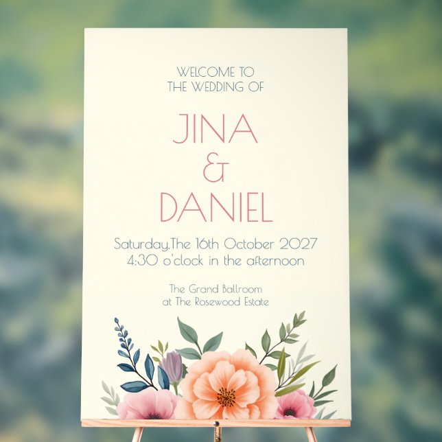 Peach and Petal Dream Acrylic Sign (Neutral)