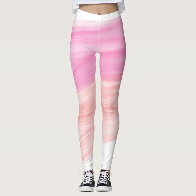 Peach and Pink Brush Stroke  Leggings (Front)