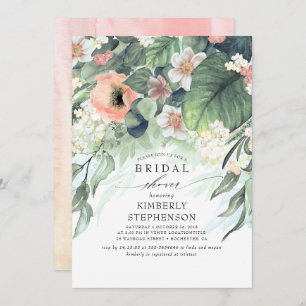 Peach and Pink Floral Bohemian Bridal Shower Invitation
