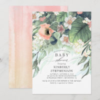 Peach and Pink Floral Elegant Baby Shower