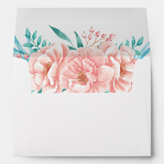 Peach and Pink Floral Wedding Envelope (Back (Bottom))
