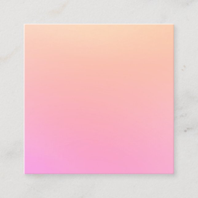 Peach and pink gradient square business card (Front)