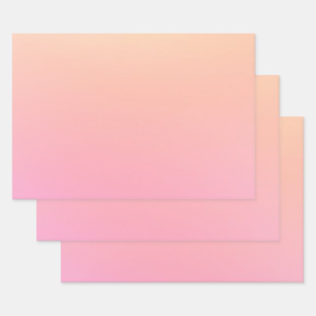 Peach and pink gradient wrapping paper sheet (Set)