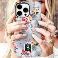 Peach and Pink Monogram Floral