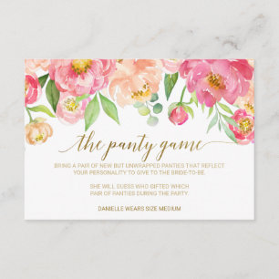 Peach and Pink Peony Flowers The Panty Game Enclosure Card