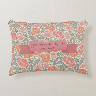Peach and Pink Poppies Sentiment Sherpa Blanket Decorative Cushion