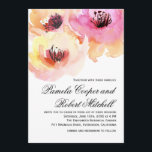 Peach and Pink Watercolor Floral Wedding Invitation<br><div class="desc">Lovely watercolor blooms in bright shades of pink and peach with a touch of yellow make an excellent choice for spring, summer or fall weddings. Shown here with a contemporary text layout, edit the sample text with your wedding details. You can change the wording to suit your preferences and personal...</div>