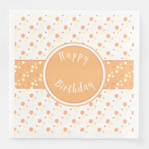 Peach and Polka Dot Happy Birthday Paper Napkins