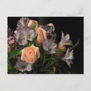 Peach and purple bouquet postcard