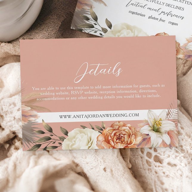 Peach and Purple Floral Wedding Details Card (Creator Uploaded)
