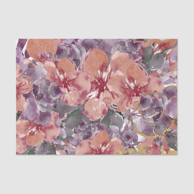 Peach and Purple Petals Decoupage Tissue Paper (Front)
