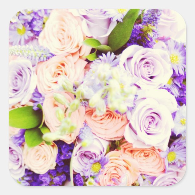 Peach and Purple Rose Wedding Stickers (Front)