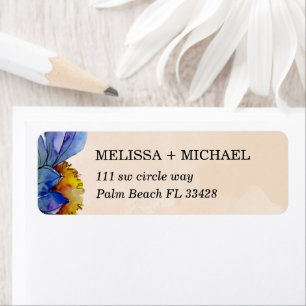Peach and Purple Watercolor Daisy Return Address