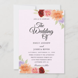 peach and purple wedding invitations