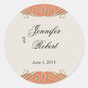 Peach and Sage Elegant Scroll Envelope Seal