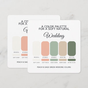 Peach and Sage Green Wedding Colour Palette Card