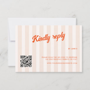 Peach and Tangerine Striped Retro Wedding RSVP Card