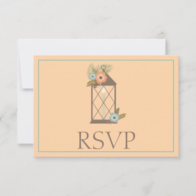 Peach and Teal Lovely Tropical Response RSVP (Front)