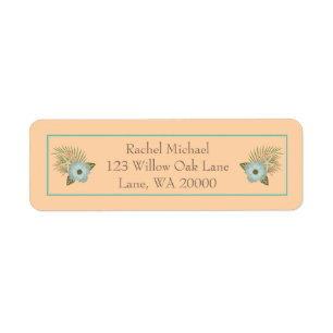 Peach and Teal Tropical floral