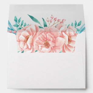 Peach and Turquise Floral Wedding Envelope