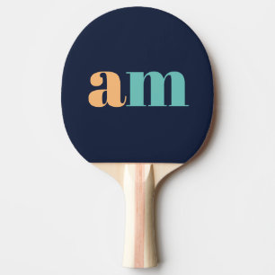 Peach and turquoise elegant monogram design ping pong paddle